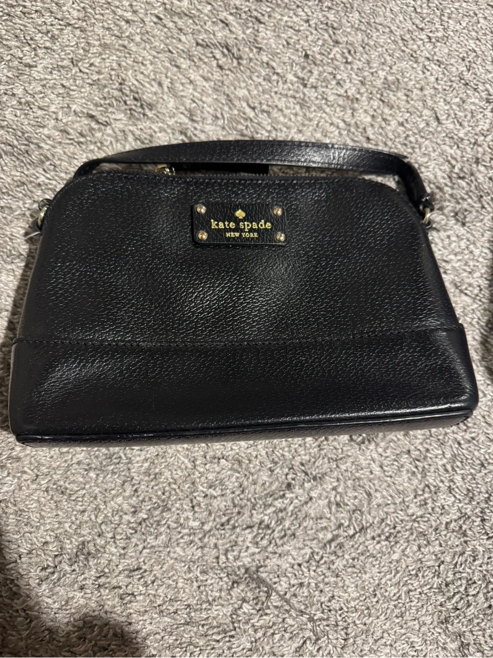 kate spade Black Pebbled Leather Crossbody Bag with Gold Logo